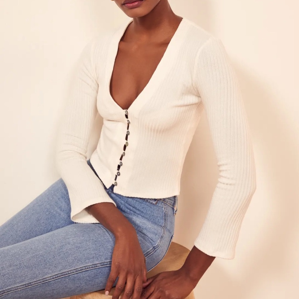 White Reformation long sleeve Gellar top